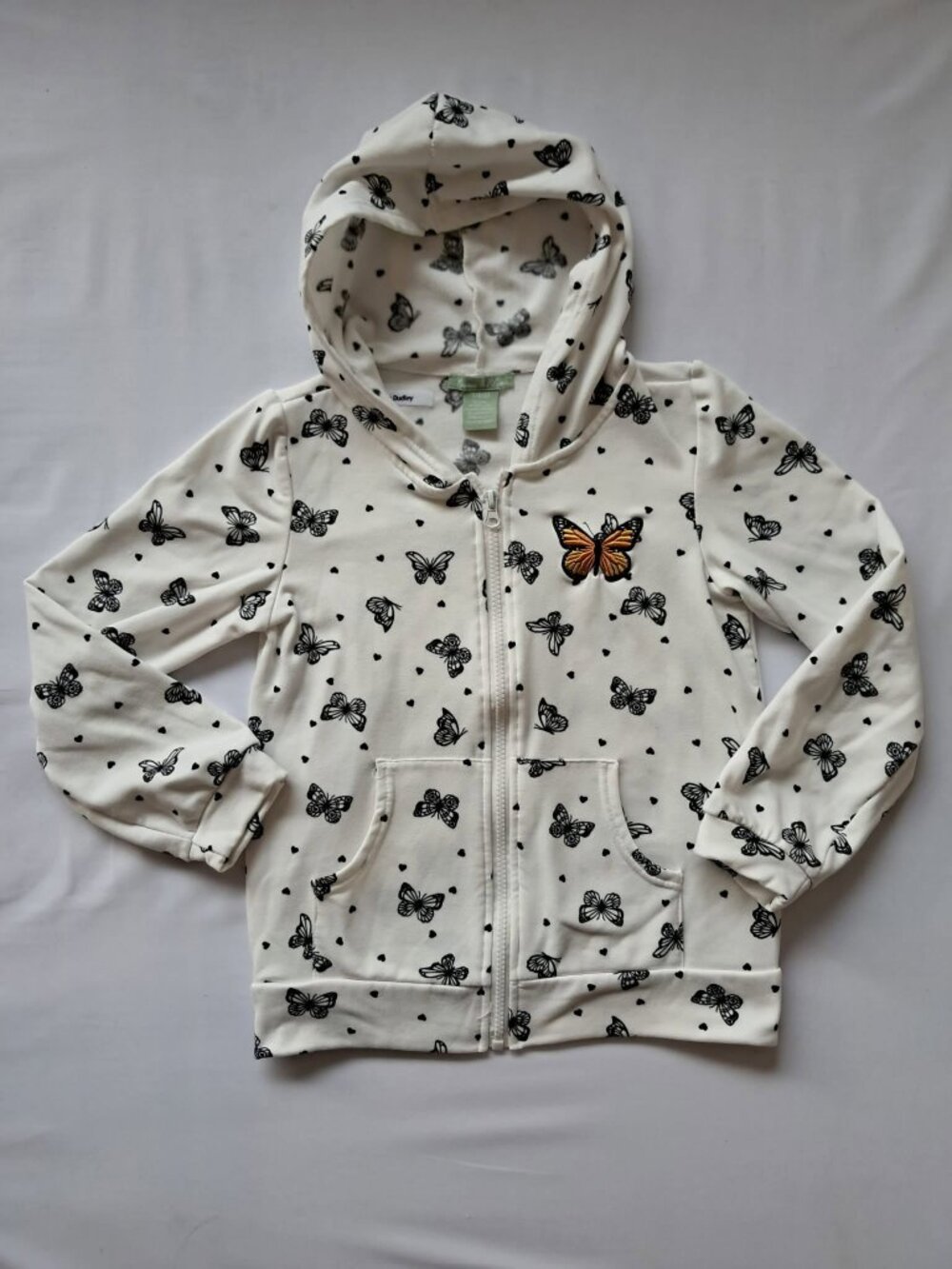 Emma & Elsa Girls 7/8 Butterfly Print Zip-Up Hoodie